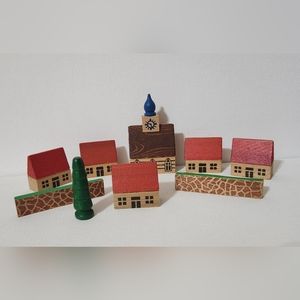 Vintage Erzgebirge Wooden Village Pieces